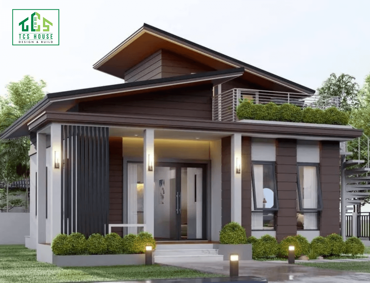 Mẫu nhà cấp 4 mái lệch hiện đại