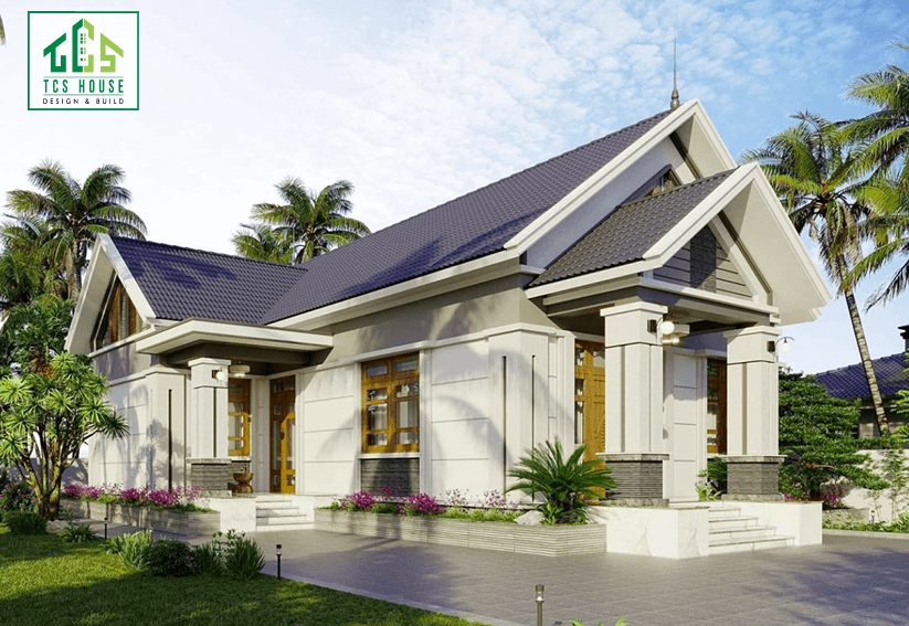 nhà cấp 4 mái thái hiện đại tông màu đẹp