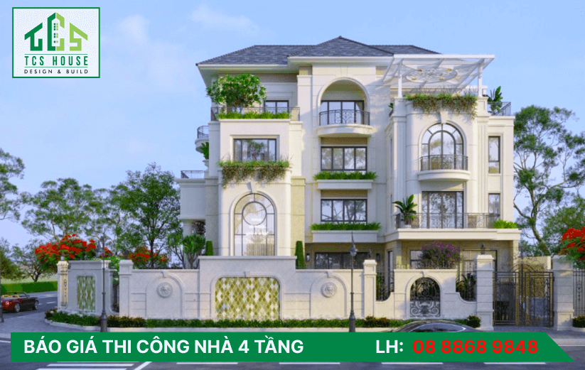Báo giá thiết kế & thi công nhà 4 tầng mới cập nhật 2025