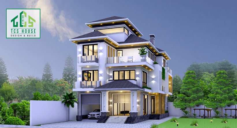 Biệt thự 3 tầng mặt tiền 10m mái nhật