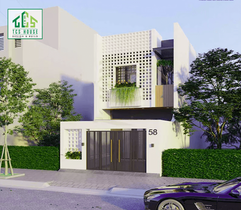 Biệt thự mini 2 tầng đẹp gạch bông gió mặt tiền