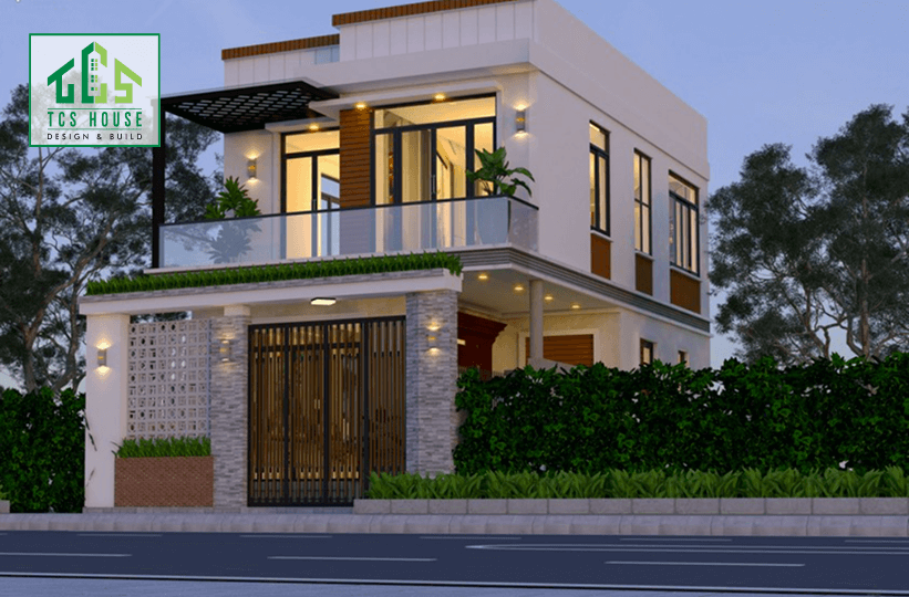 Biệt thự mini 2 tầng mái bằng mẫu đẹp