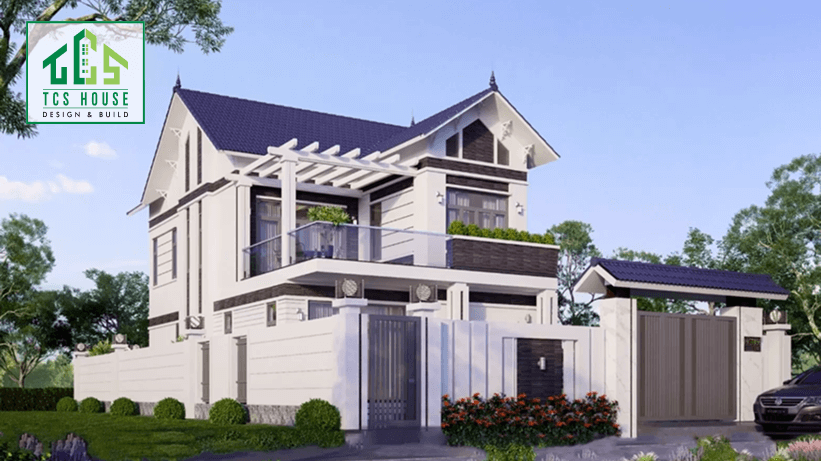 Mẫu thiết kế mini 2 tầng 90m2 có sân vườn