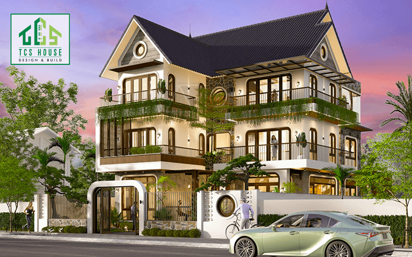 Thiết kế mái thái sân vườn rộng