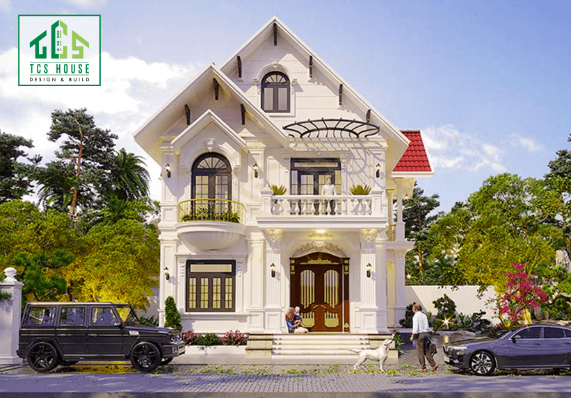 Thiết kế biệt thự mái thái 2 tầng tân cổ điển