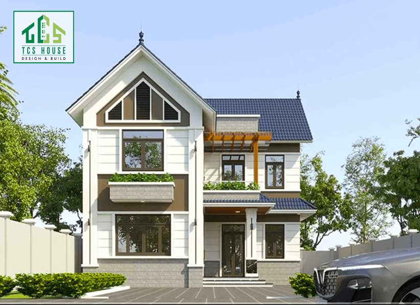 Thiết kế biệt thự mái thái 2 tầng chữ L