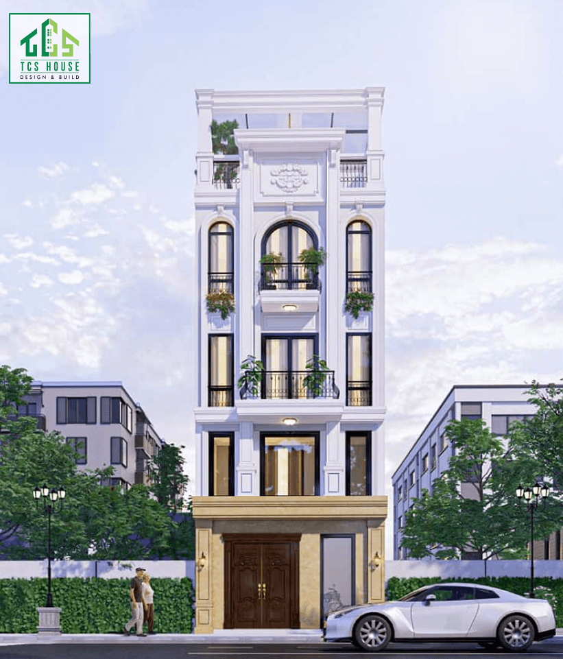 Mẫu nhà 4 tầng cổ điện kết hợp kinh doanh
