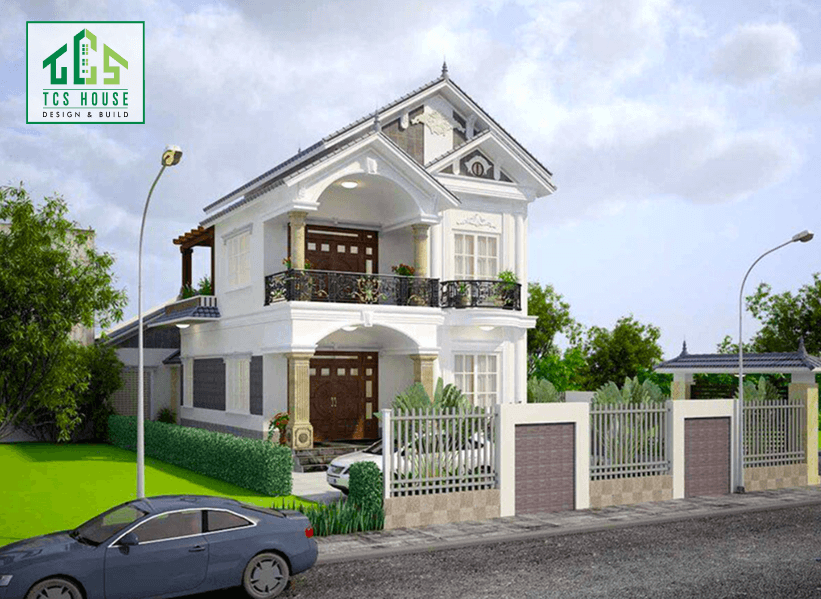 Mẫu thiết kế mái thái biệt thự mini 2 tầng