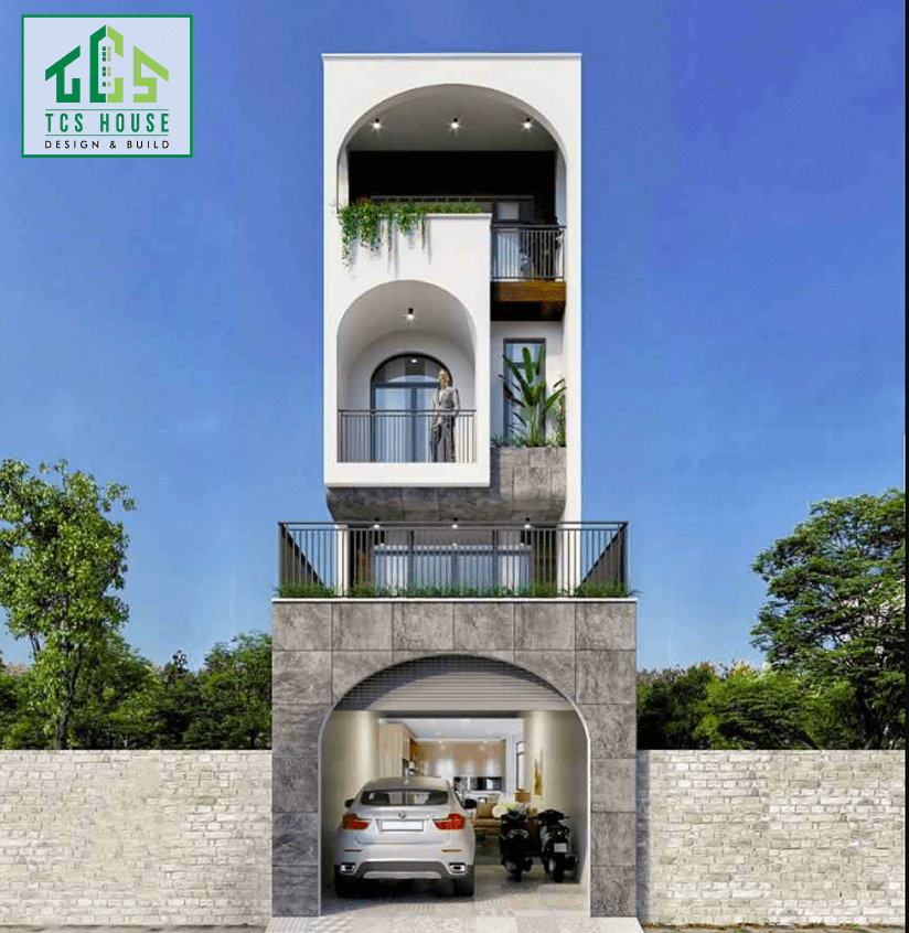 Mẫu nhà 3 tầng 5x20m có gara ô tô