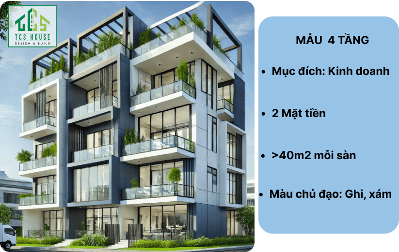 Mẫu thiết kế nhà phố kinh doanh 2 mặt tiền