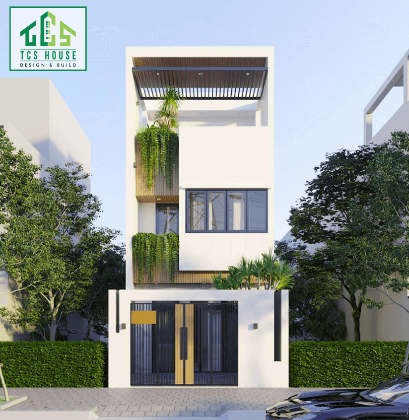 Thiết kế nhà phố 3 tầng 5x20m có sân thượng