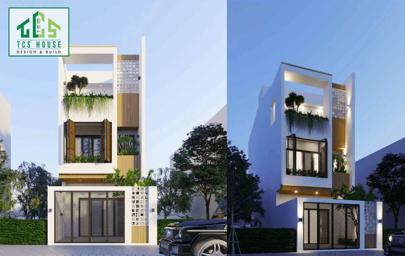 Thiết kế nhà phố 3 tầng có không gian xanh