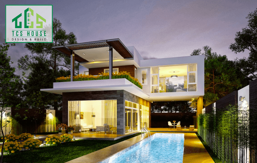 Mẫu nhà 2 tầng có hồ bơi riêng