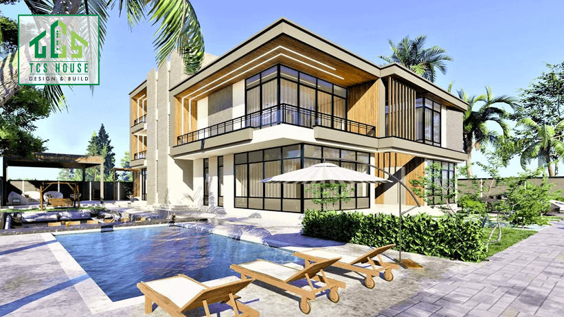 Hình minh họa thiết kế biệt thự 2 tầng
