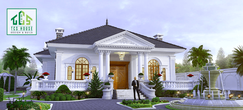 Mẫu 12: Nhà mái Nhật tân cổ điển kết hợp sân vườn rộng và hồ bơi mini, tạo không gian sống đẳng cấp.