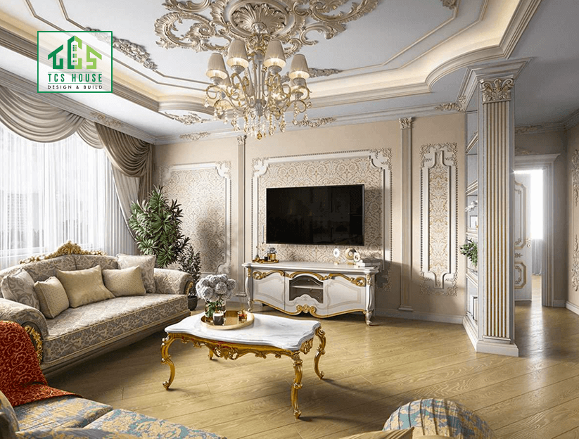 Mẫu 27: Thiết kế nội thất căn hộ phong cách cổ điển châu Âu.
