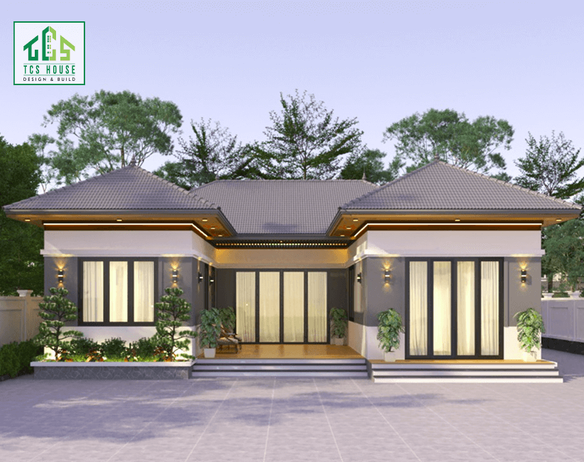 Mẫu 30: Nhà cấp 4 mái Nhật chữ U.