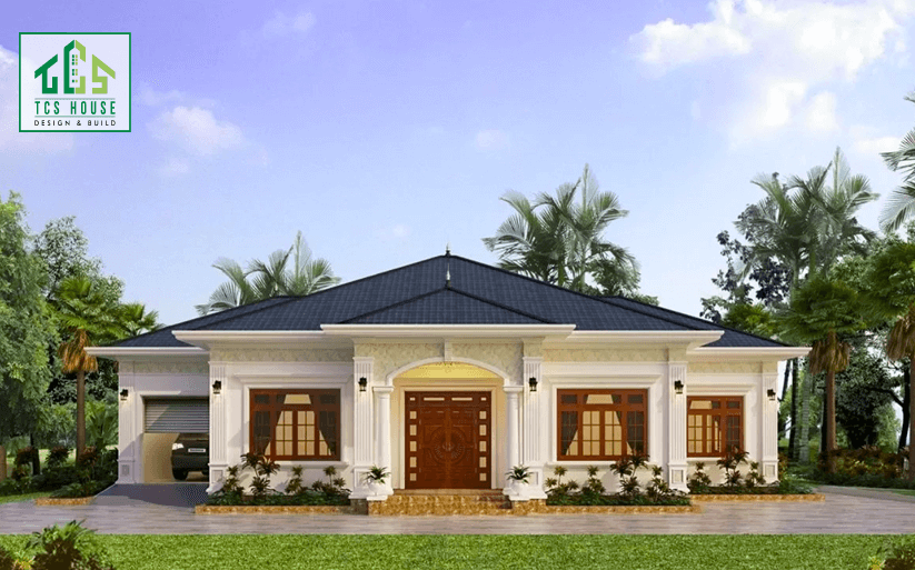 Mẫu 36: Nhà cấp 4 mái Nhật thiết kế mở.