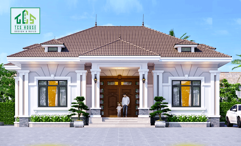 Mẫu 39: Nhà cấp 4 mái Nhật phong cách châu Âu.