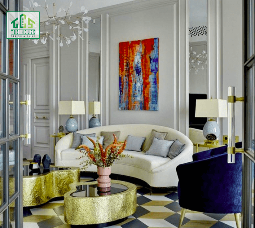 Mẫu 40: Thiết kế nội thất căn hộ phong cách Art Deco sang trọng.
