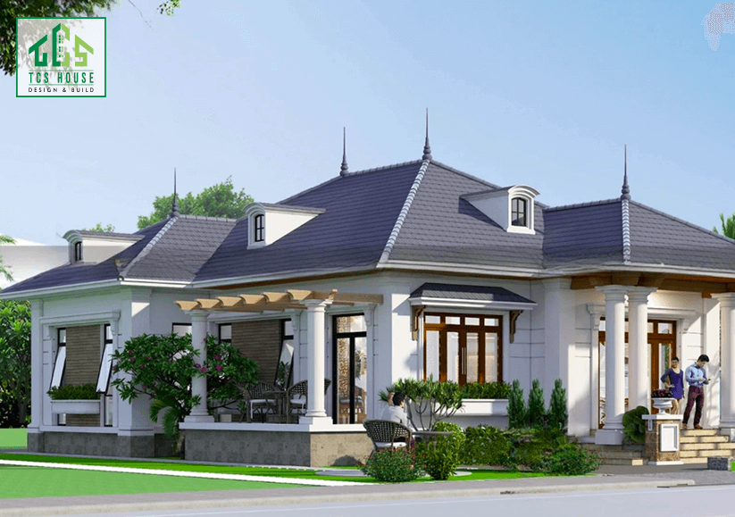 Mẫu 46: Nhà cấp 4 mái Nhật kết hợp kinh doanh.