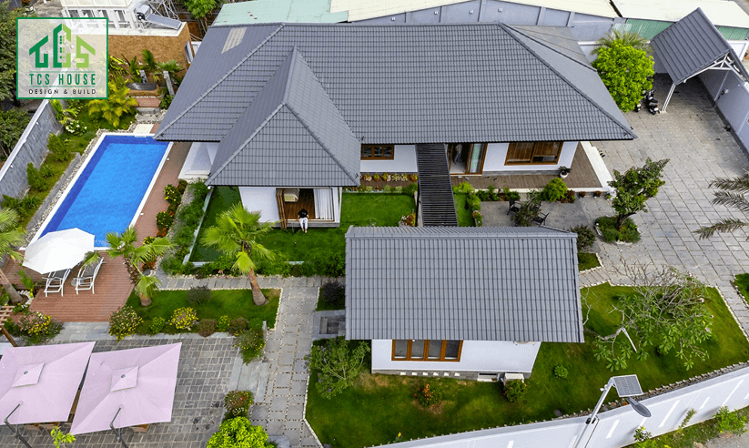 Mẫu 47: Nhà cấp 4 mái Nhật kiểu resort nghỉ dưỡng.