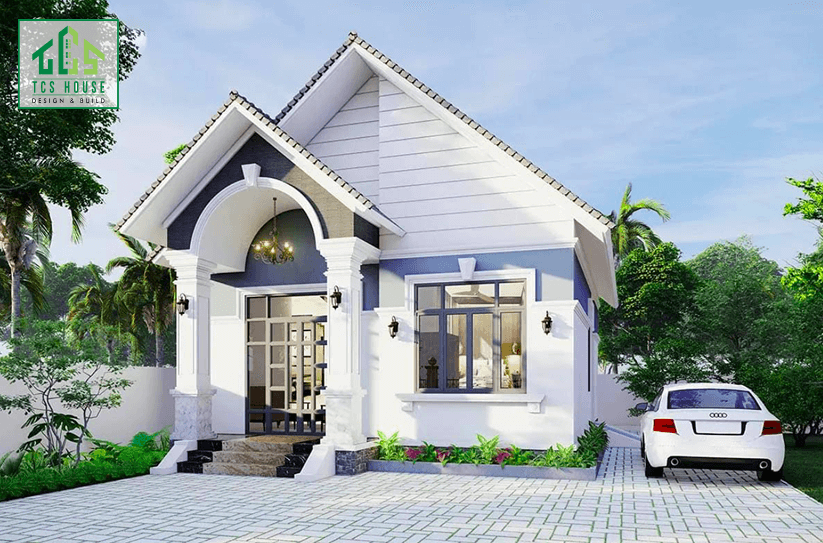 Mẫu 48: Nhà cấp 4 mái Nhật tông màu trung tính.