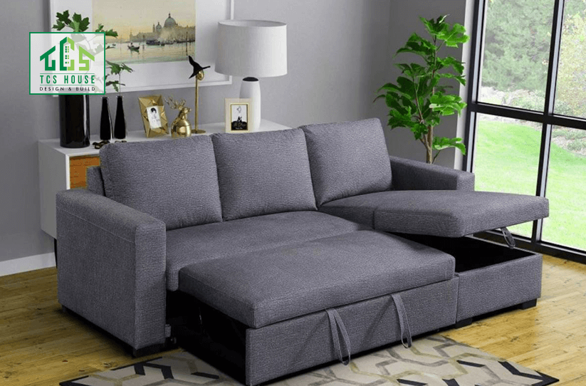 Mẫu 51: Căn hộ có không gian thư giãn với sofa giường tiện lợi.