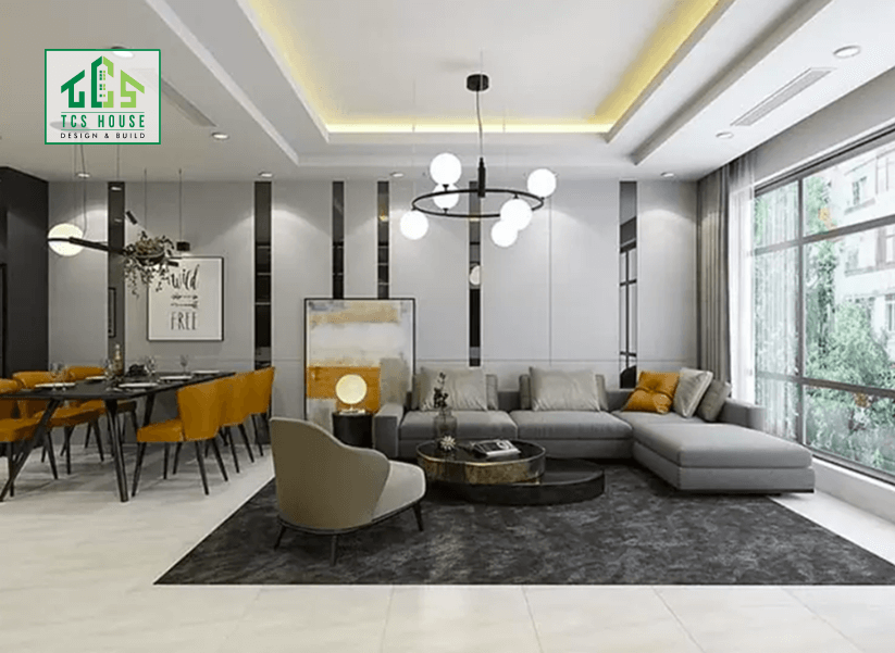 Mẫu 53: Thiết kế căn hộ phong cách Mỹ với nội thất rộng rãi.