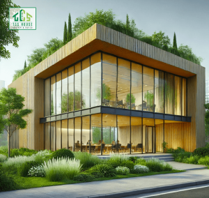 Mẫu Nhà Văn Phòng 2 Tầng Kết Hợp Cây Xanh