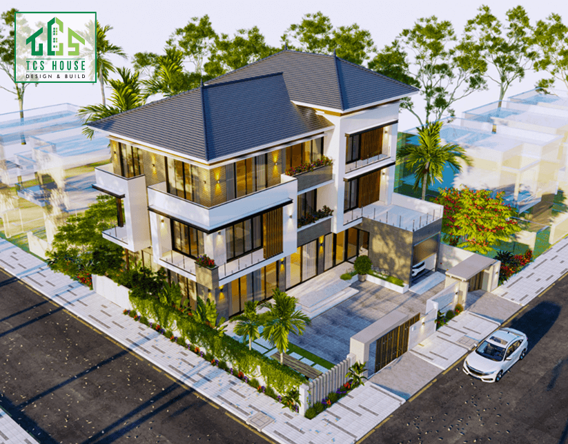 Thiết kế biệt thự 3 tầng hiện đại sang trọng