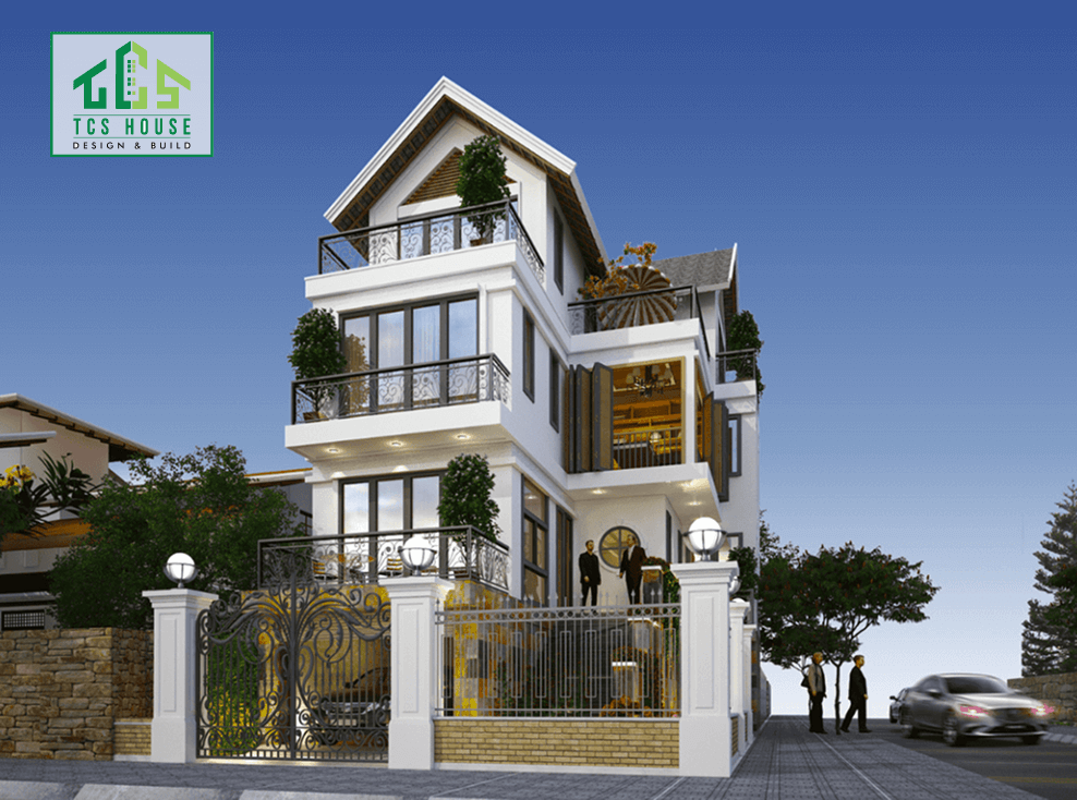 Biệt thự 4 tầng mái Mansard có gara ô tô