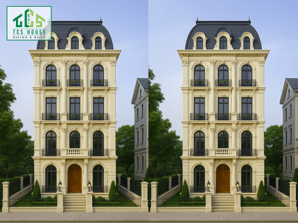 Biệt thự 4 tầng mái Mansard phong cách châu Âu
