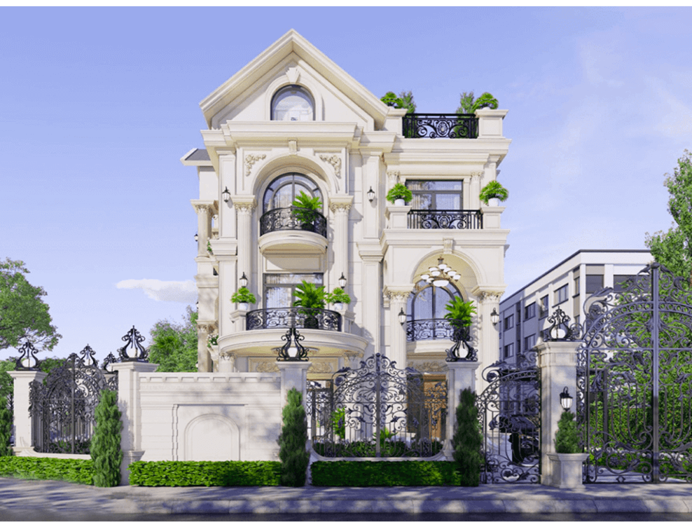 Biệt thự 4 tầng mái Thái phong cách hiện đại