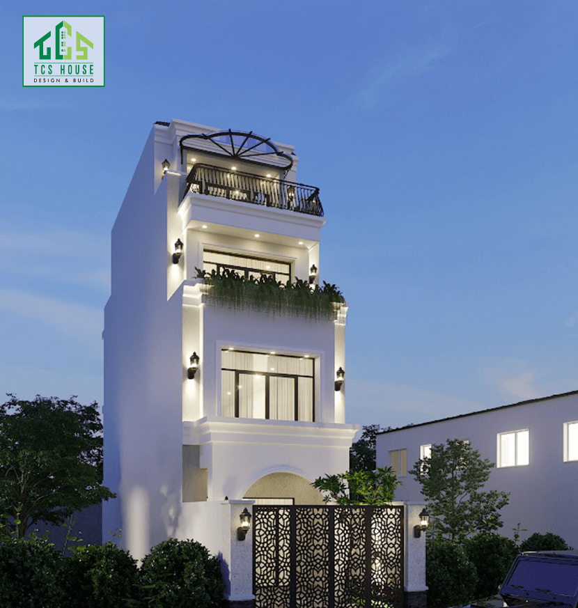 Biệt thự 4 tầng cổ điển kết hợp hồ bơi
