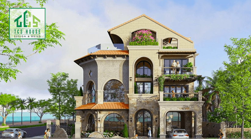 Biệt thự 4 tầng hiện đại phong cách Địa Trung Hải