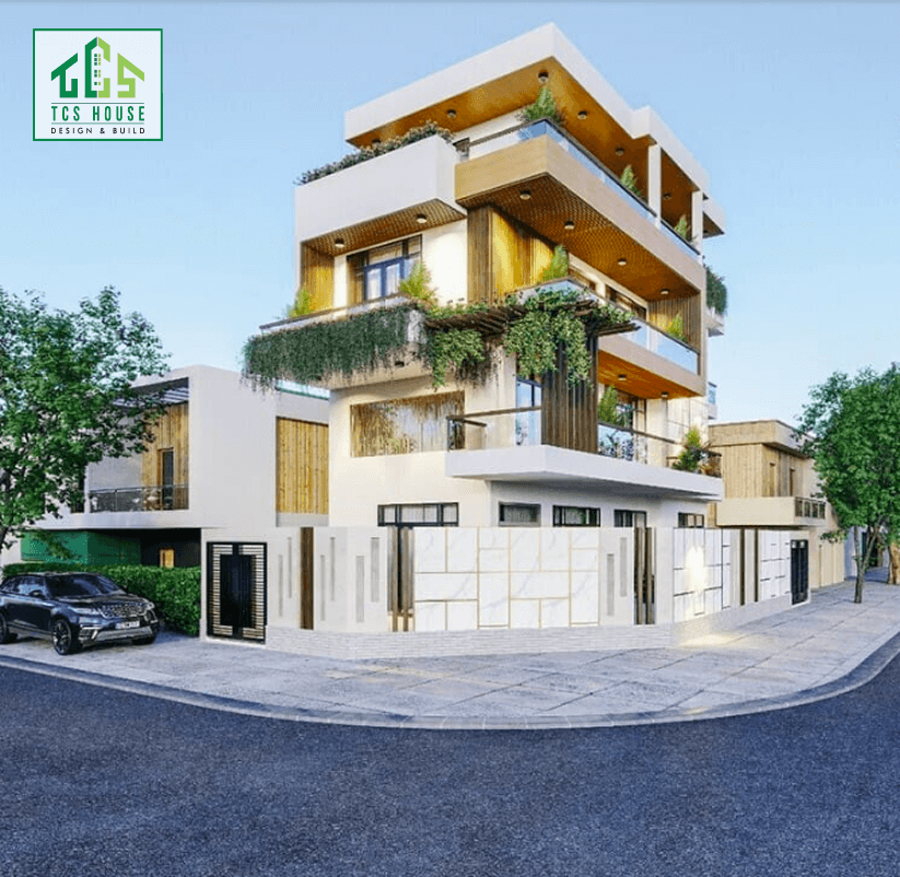 Biệt thự 4 tầng hiện đại mặt tiền 2 mặt tiền góc phố