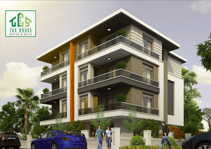 Biệt thự 4 tầng hiện đại mái bằng