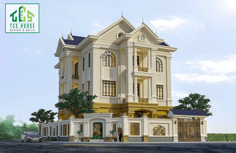 Biệt thự 4 tầng tân cổ điển kết hợp hồ bơi