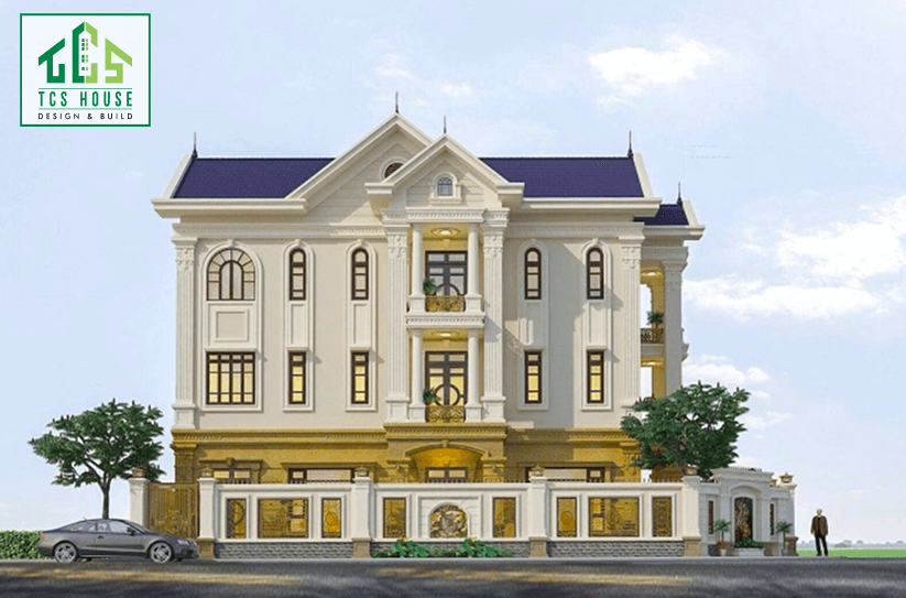 Biệt thự 4 tầng tân cổ điển tone trắng sang trọng