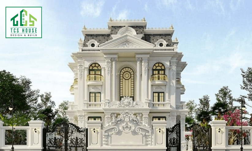 Biệt thự 4 tầng tân cổ điển kết hợp giếng trời