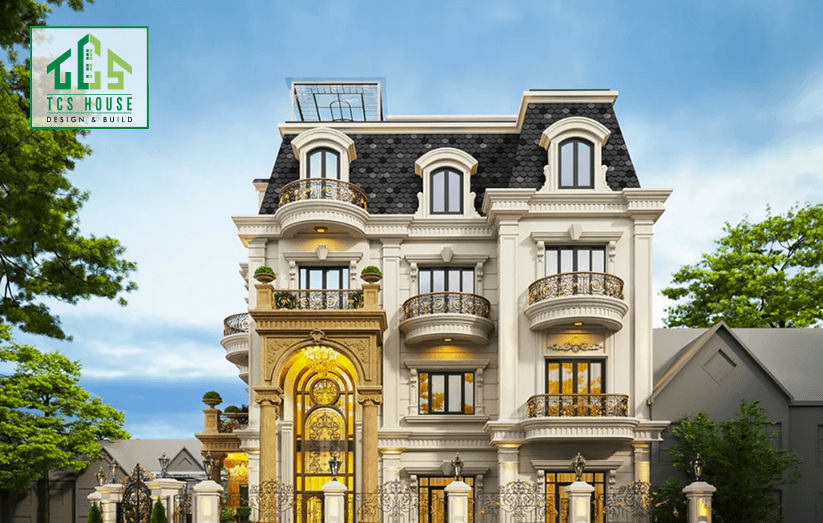 Biệt thự 4 tầng tân cổ điển mái Mansard