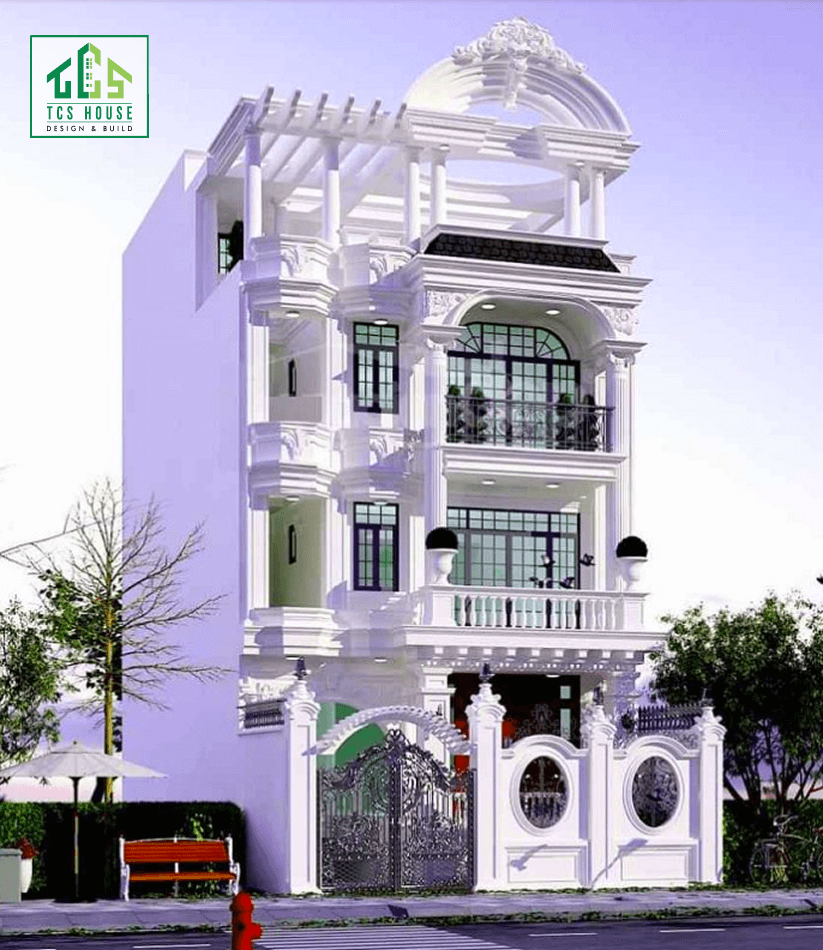Biệt thự 4 tầng tân cổ điển kết hợp sân vườn