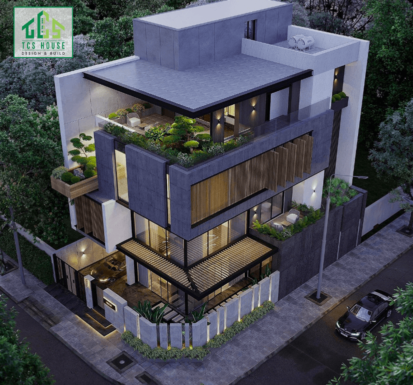 Biệt thự hiện đại 4 tầng phong cách tối giản, hiện đại
