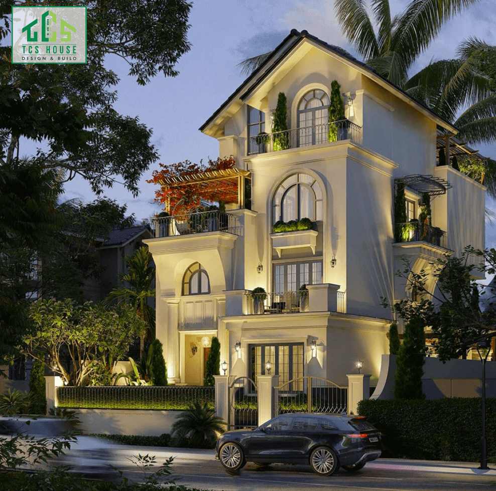 Biệt thự 4 tầng mái Thái phong cách châu Âu