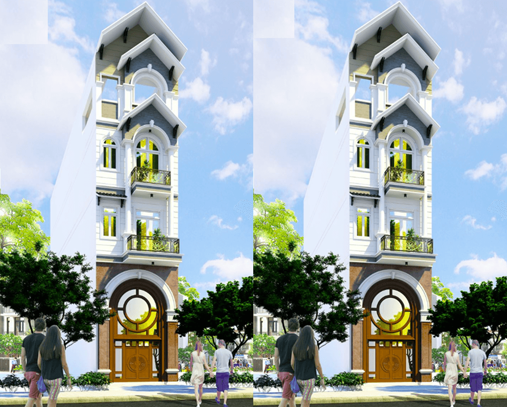 Biệt thự 4 tầng mái Thái kiểu biệt thự phố