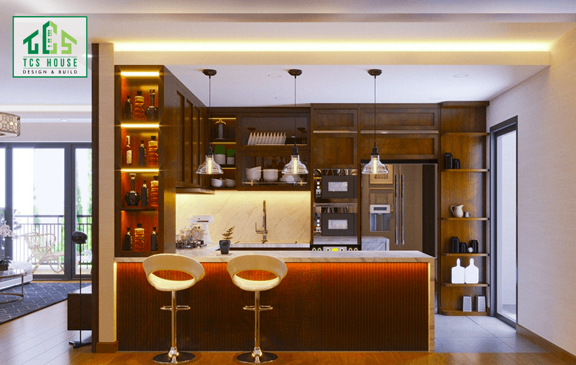 Mẫu 66: Căn hộ có khu vực quầy bar mini.