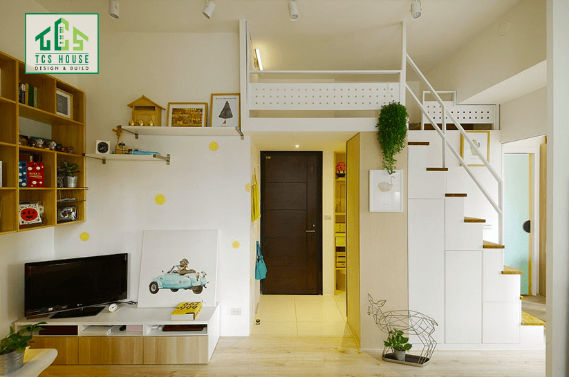 Mẫu 53: Căn hộ nhỏ có giường gác lửng.