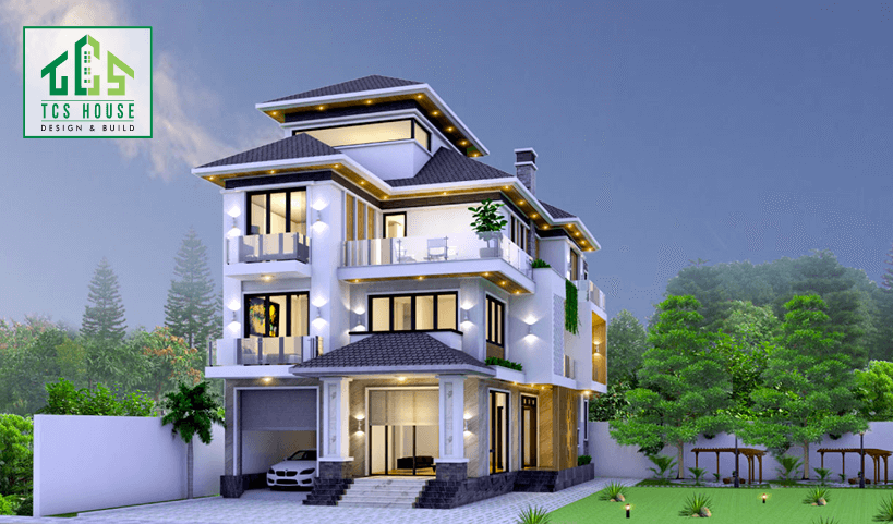 Biệt thự 3 tầng mái nhật độc đáo