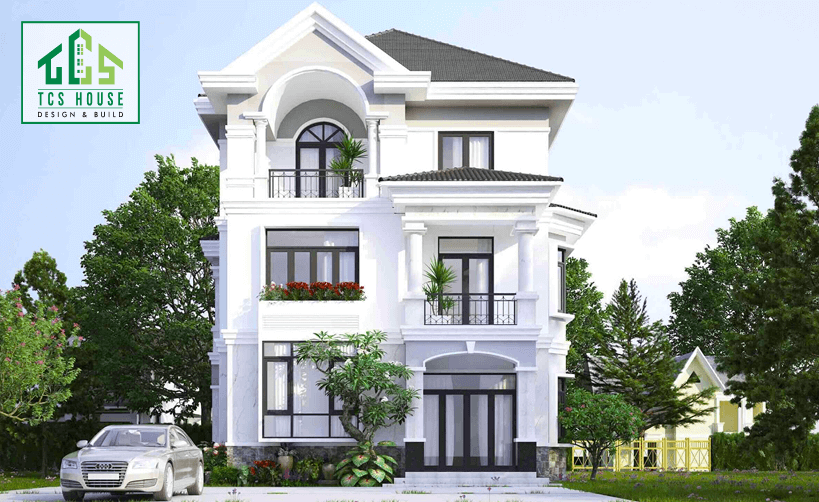 Biệt thự 3 tầng mái nhật tân cổ điển